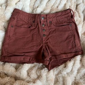 Universal Thread Rusted Red Button Front Jean Short